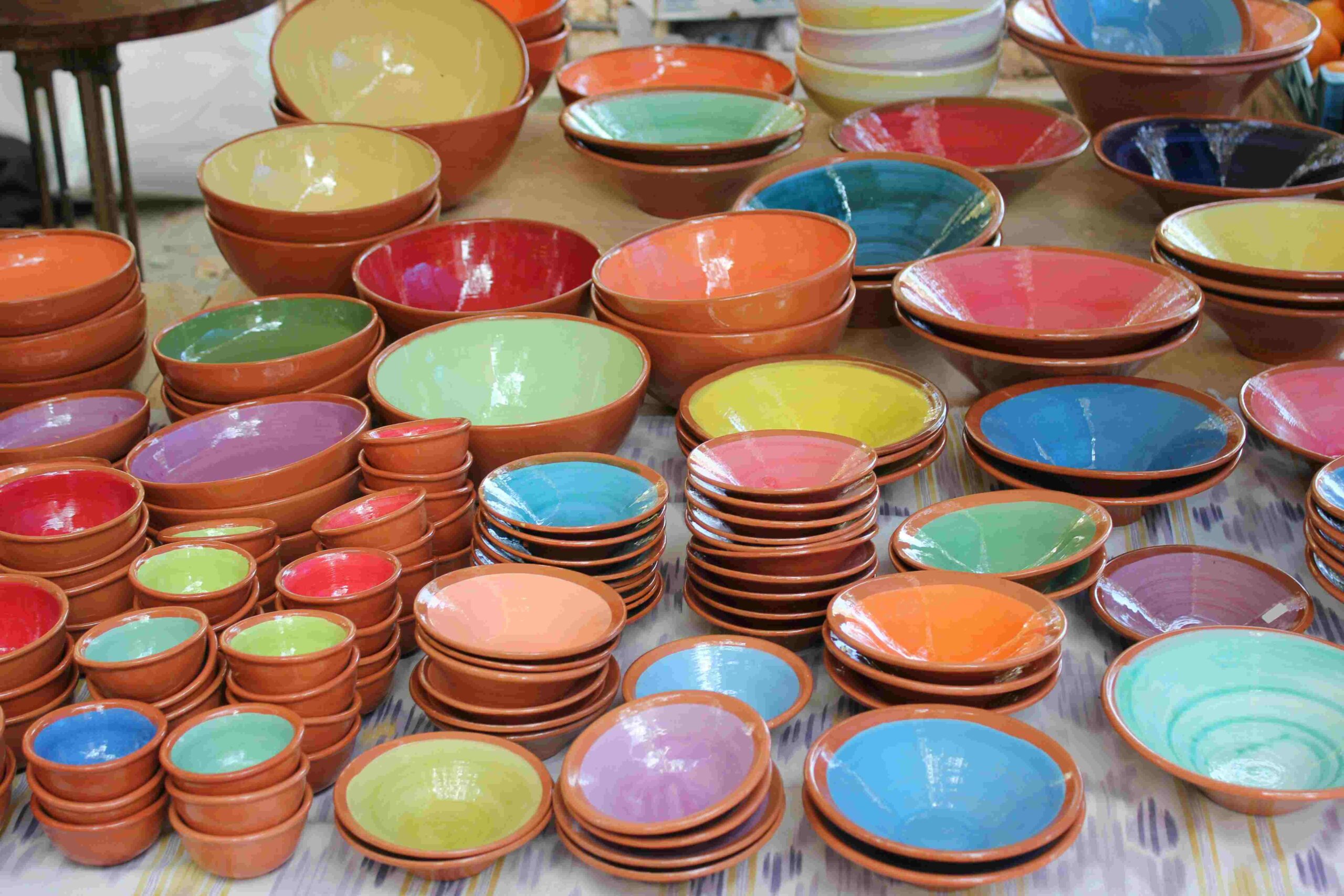 Vibrant handcrafted ceramic bowls showing Vietnamese artisanal quality
