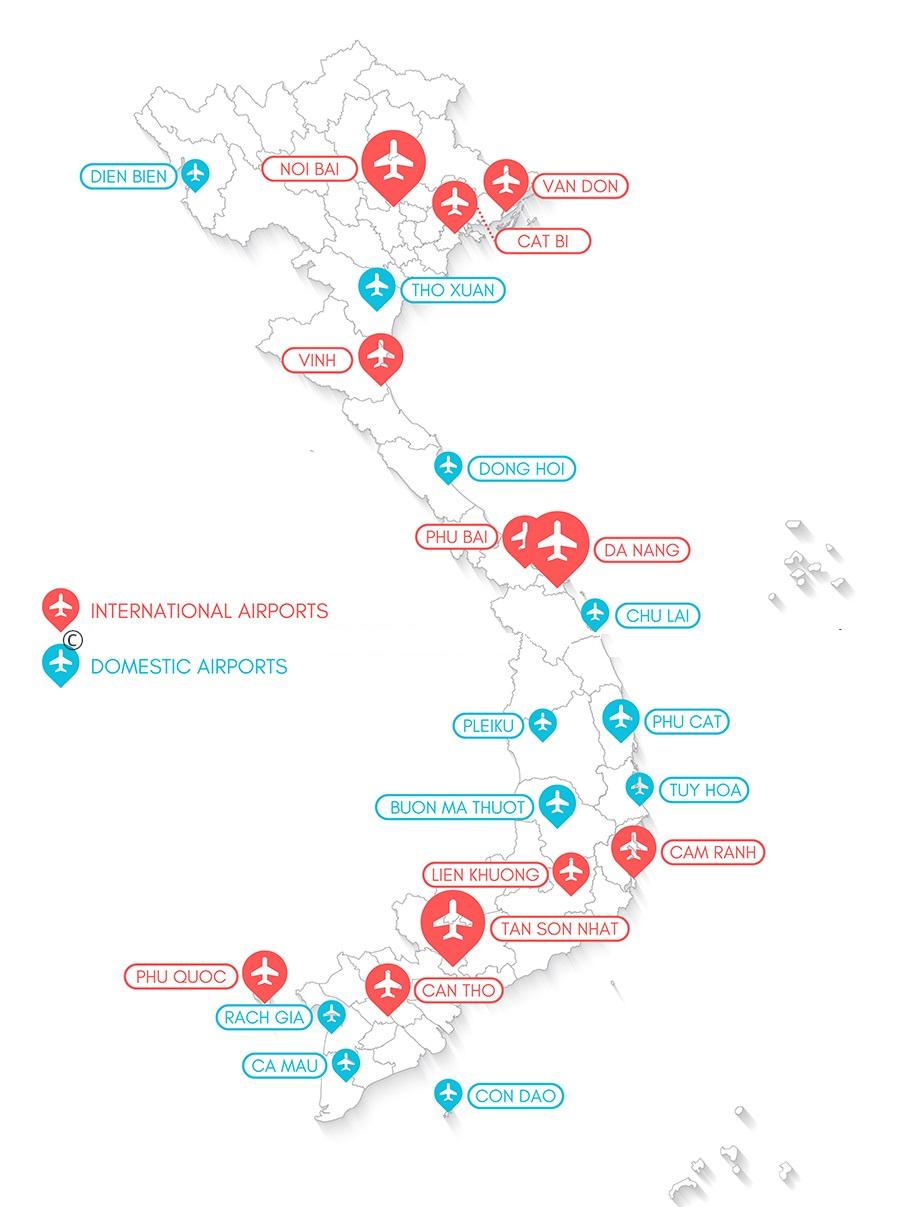 Map of Vietnam airports