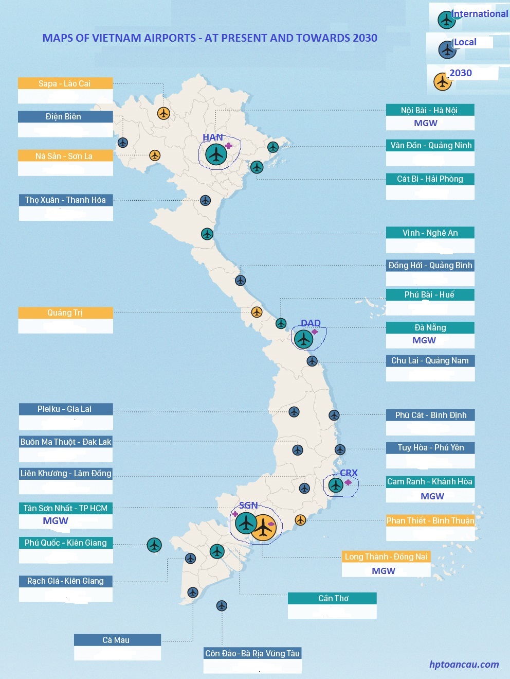 Vietnam airports map