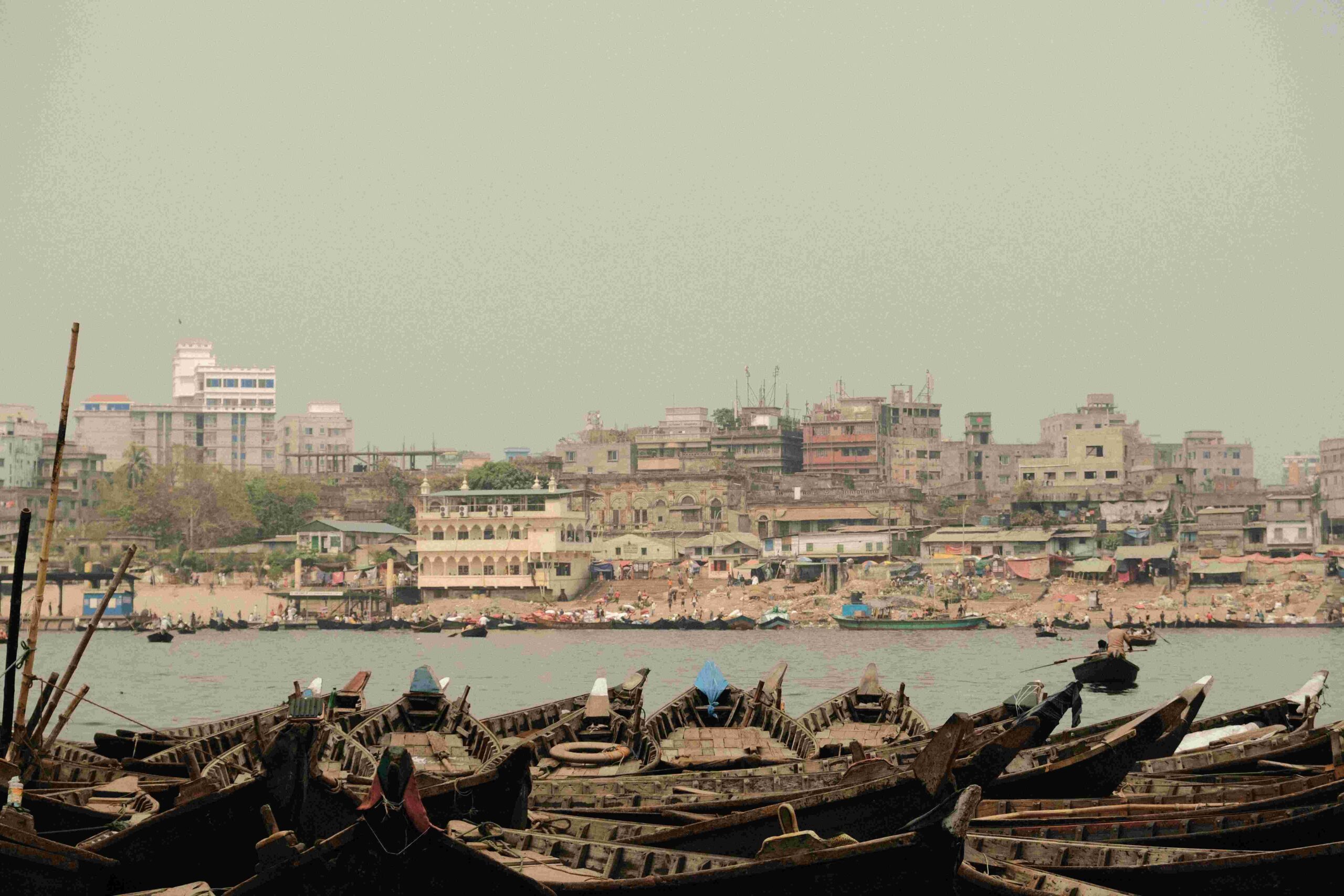 Bangladesh waterfront and port infrastructure in Chittagong showing shipping activity