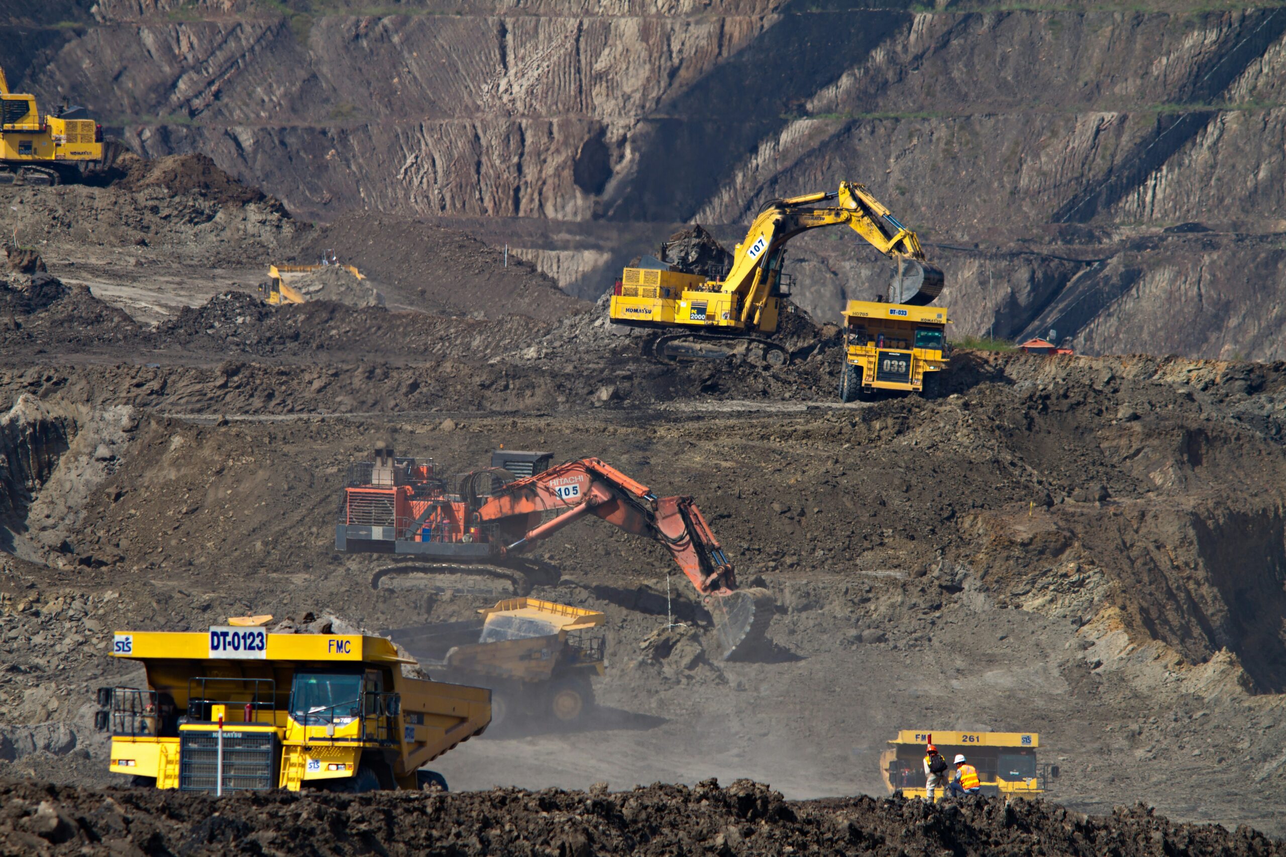 Coal mining operation with heavy machinery