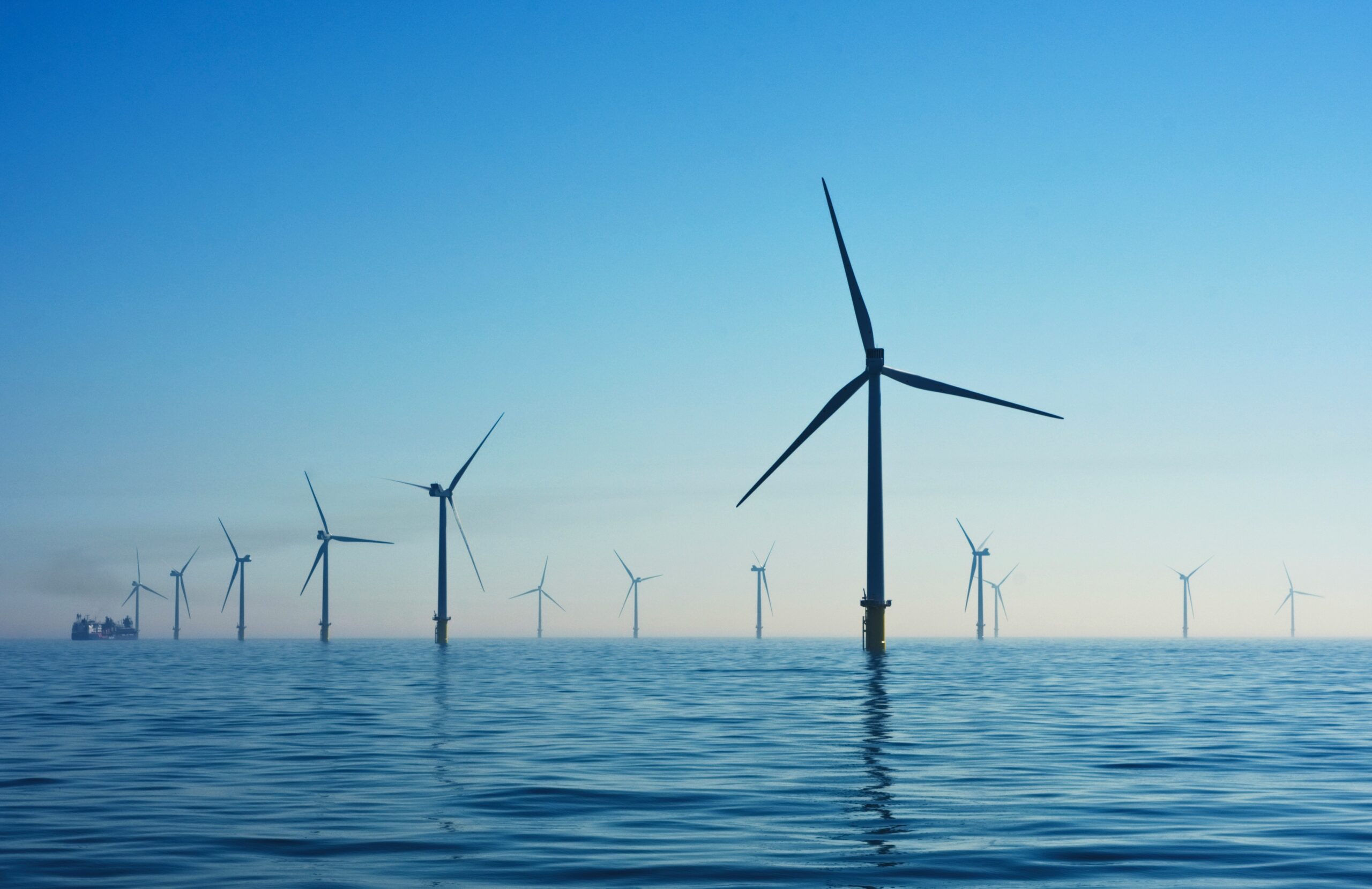 Offshore wind turbine farm in the ocean