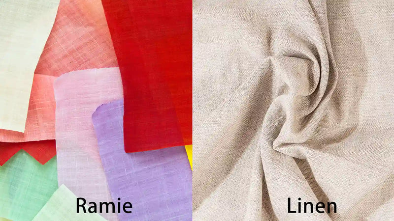 Visual comparison of ramie and linen fabric characteristics